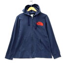 【中古】ザノースフェイス THE NORTH FACE ロゴ刺繍 コットン スウェット パーカー M ネイビー メンズ 【ベクトル 古着】 250424