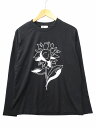 【中古】タケオキクチ TAKEO KIKUCHI Line Plant フラワー刺繍 ロングスリーブ カットソー Tシャツ F BLACK(ブラック) 春秋 レ...