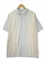 【中古】ザラ ZARA ヘンリーネック 5分袖 ストライプ ニット セーター M LIGHTBLUE/IVORY(ライトブルー/アイボリー) 春夏 レディース 【ベクトル 古着】 250615