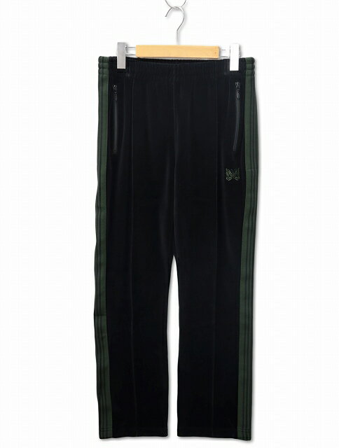 【中古】ニードルス ニードルズ Needles 2024AW PU280 NARROW TRACK PANT - C/PE VELOUR パピヨン刺繍 コットンポリ ベロア ナロー トラックパンツ ジャージ S BLACK(ブラック) メンズ 【ベクトル 古着】 250713