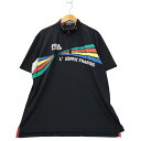 【中古】ルコックスポルティフ le coq sportif ロゴプリント 半袖 ハーフジップ ポロシャツ ゴルフウェア LL BLACK ブラック QG2655 メンズ 【ベクトル 古着】 250714