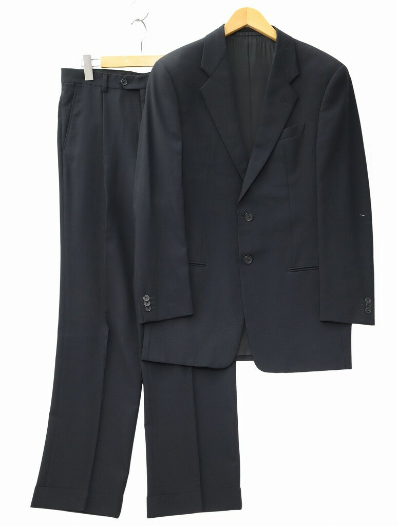 【中古】アルマーニ コレツィオーニ ARMANI COLLEZIONI ウール テーラージャケット ストレートパンツ スーツ 上下 セットアップ S BLACK(ブラック) メンズ 【ベクトル 古着】 250722