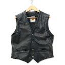【中古】ハーレーダビッドソン HARLEY DAVIDSON シンプル ベルトバック レザーベスト 本革 ジレ ブラック 42 (XL) メンズ 【ベクトル 古...
