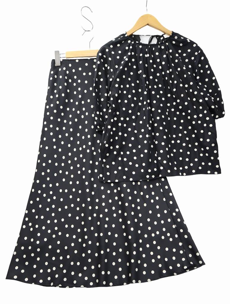 【中古】ボールジー BALLSEY トゥモローランド ドットプリント ランタンスリーブ ブラウス / セミ フレアスカート 36 BLACK(ブラック) 春夏秋 レディース 【ベクトル 古着】 250911