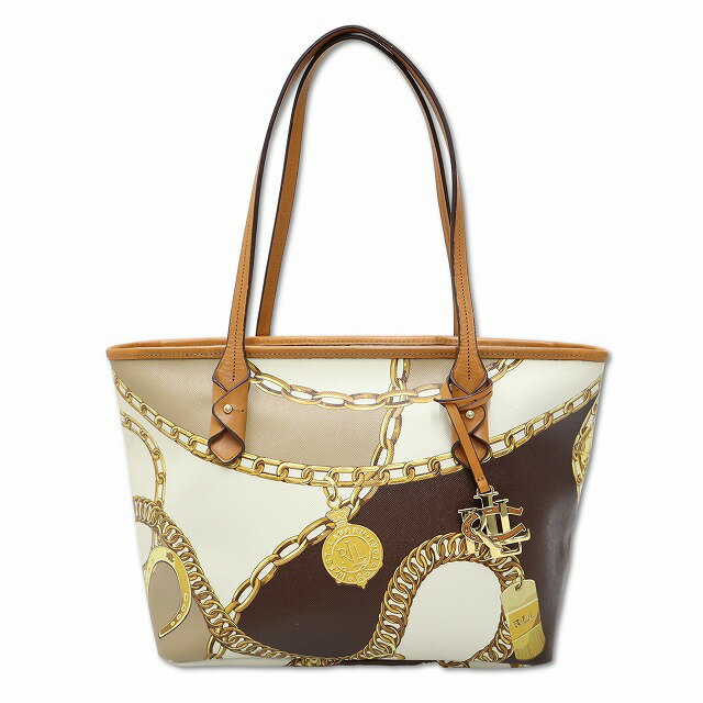 【中古】ローレンラルフローレン LAUREN RALPH LAUREN PVC/レザー チャーム スカーフ プリント トートバッグ メンズ 【ベクトル 古着】 251111