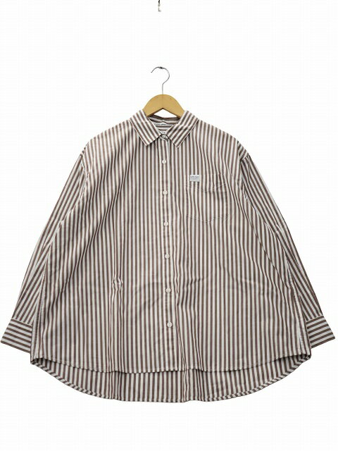 【中古】未使用品 クロコダイル CROCODILE SWITCH MOTION スイッチモーション 長袖 コットン ストライプ シャツ LL WHITE × BROWN ホワイト × ブラウン 2001-45100 レディース 【ベクトル 古着】 251128