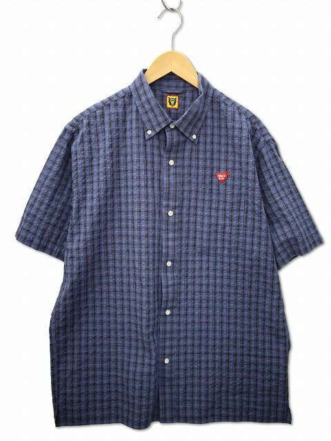 Rakuten - 【中古】ヒューマンメイド HUMAN MADE Checked BD S/S Shirt 半袖 チェック ボタンダウン シアサッカー シャツ XXL NAVY(ネイビー) メンズ 【ベクトル 古着】 260310
