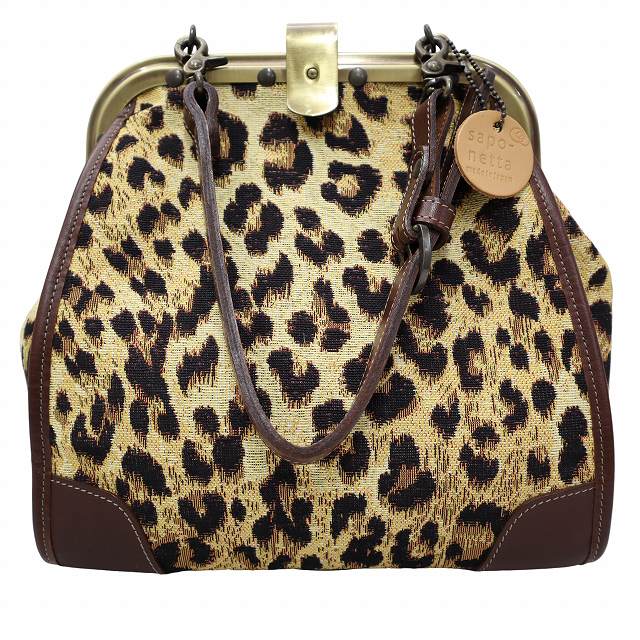 【中古】sapo-netta サポネッタ レオパード がま口 ハンドバッグ YELLOW/BROWN(イエロー/ブラウン) レディース 【ベクトル 古着】 260310