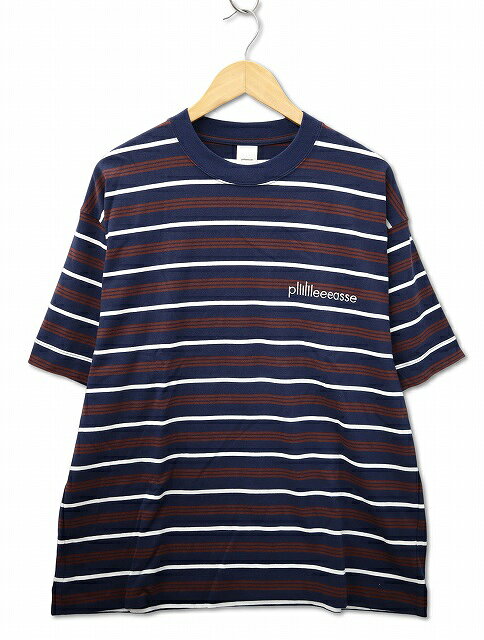 Rakuten - 【中古】plllllleeeasse プリーズ クルーネック 半袖 オーバーサイズ ボーダー Tシャツ L メンズ 【ベクトル 古着】 260331