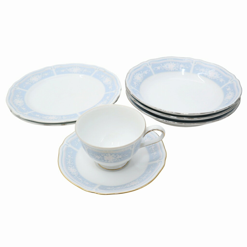 【中古】Noritake ノリタケ レースウッドゴールド 7点セット WHITE/LIGHTBLUE(ホワイト/ライトブルー) その他 【ベクトル 古着】 260421