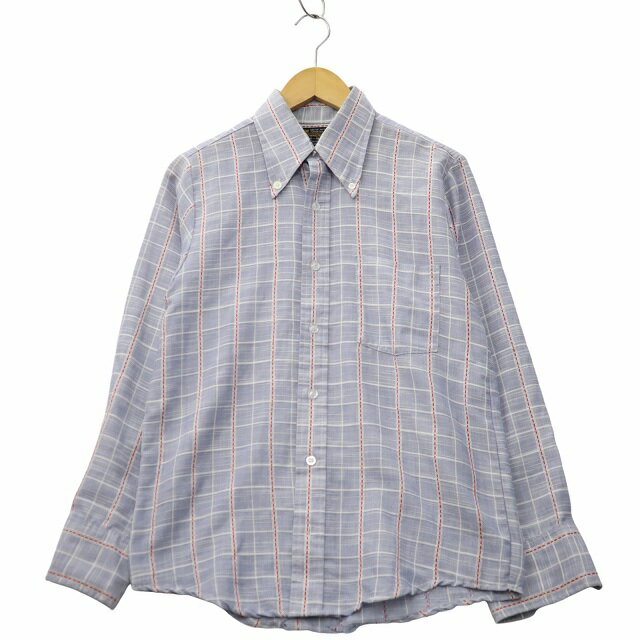 Rakuten - 【中古】タウンクラフト TOWNCRAFT 70s ヴィンテージ 薄手 半袖 ボタンダウン チェックシャツ BLUE × RED ブルー × レッド メンズ 【ベクトル 古着】 260421