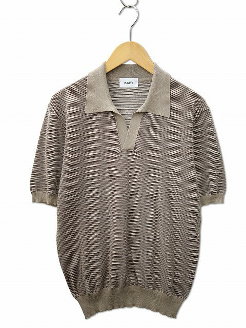 Rakuten - 【中古】BAFY バフィー BEAMS F 別注 2026SS コットン バーズアイ柄 ショートスリーブ スキッパー ポロシャツ 46(M) BEIGE(ベージュ) メンズ 【ベクトル 古着】 260607