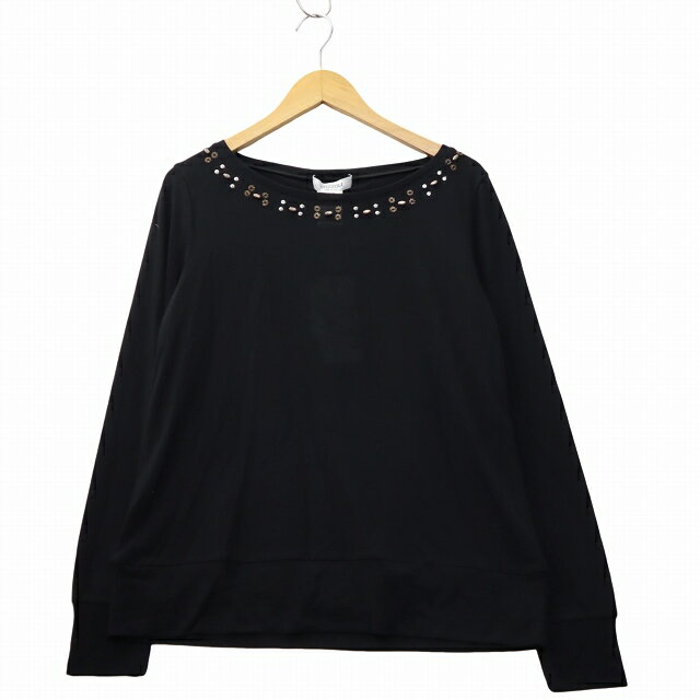 Rakuten - 【中古】未使用品 STIZZOLI スティゾーリ ラウンドネック 長袖 装飾 カットソー 46 BLACK ブラック 40916XJ レディース 【ベクトル 古着】 260607