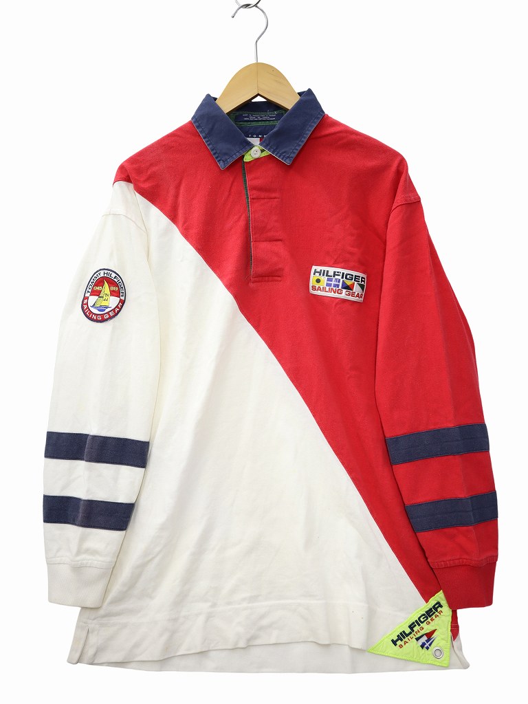 Rakuten - 【中古】トミーヒルフィガー TOMMY HILFIGER ヴィンテージ Sailing Gear セーリングギア 長袖 ポロシャツ M RED/WHITE(レッド/ホワイト) 春秋 メンズ 【ベクトル 古着】 260607