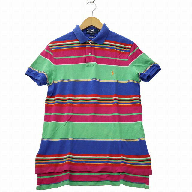 Rakuten - 【中古】ポロ バイ ラルフローレン Polo by Ralph Lauren 90s ヴィンテージ スモールポニー ロゴ刺繍 半袖 ボーダー ポロシャツ M マルチカラー メンズ 【ベクトル 古着】 260607