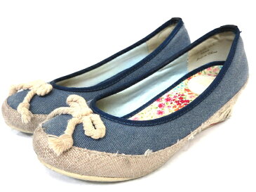 CEDAR CREST セダークレスト レース キャンバス 切替 ローヒール パンプス シューズ ブルー×グレー 22.5cm レディース 【中古】【ベクトル 古着】 171217 ベクトル 新都リユース