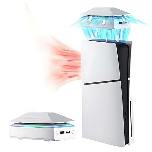 2024新型 PS5 Slim用冷却ファン 新登場-2in1上部放熱&防塵AriKroii 新型PS5 Slim用アクセサリー 上部放熱 防塵 RGBカラフルな照明モード&USBポート付 PS5 Slim本体用上部放熱 雰囲気作り 新型ps5 Slim周辺機器用 ディスク/デジタル版の両対応