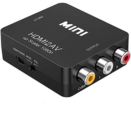 HDMI to AV コンバーター RCA変換アダプタ 1080P対応 PAL/NTSC切り替え HDMI入力をコンポジット出力へ変換 USB給電ケーブル付き