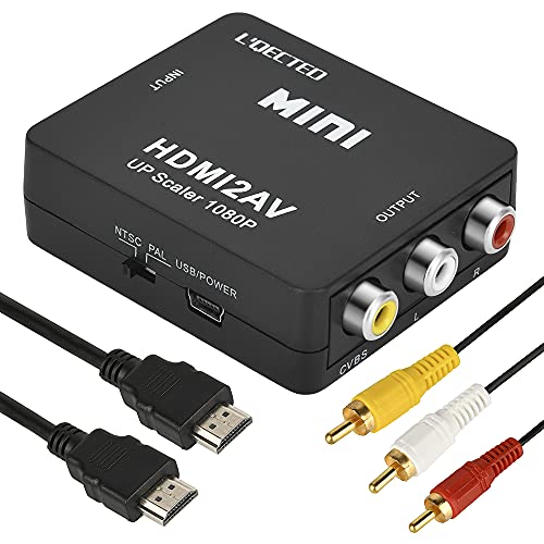 L'QECTED HDMI to RCA 変換コンバーター HDMI to AV コンポジット変換 hdmi からrca 1080P 音声出力可 HDMIからアナログに変換アダプタ PS3 PS4 Xbox カーナビなど対応 USB/HDMI/RCAケーブル付き(hdmi rca 変換)