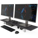 Fenge モニター台 机上台パソコン台 机上ラック 幅100cm 木製天板 高さ調整可能デスクトップ用 机上 モニタースタンド 机上台 pcモニター台 パソコンラック 卓上 収納 整理整頓 ブラックG04E1102B(2)