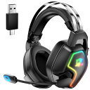 Ozeino ゲーミングヘッドセット ゲーミング ヘッドホン Ps5 Ps4 Switch ヘッドセット bluetooth ヘッドホン ワイヤレスTYPE-C&USB ワイヤレスレシーバー/Bluetooth/3.5mm有線 3WAY接続ENCノイズキャンセリング 18時間連続使用 PC スマホ(2)