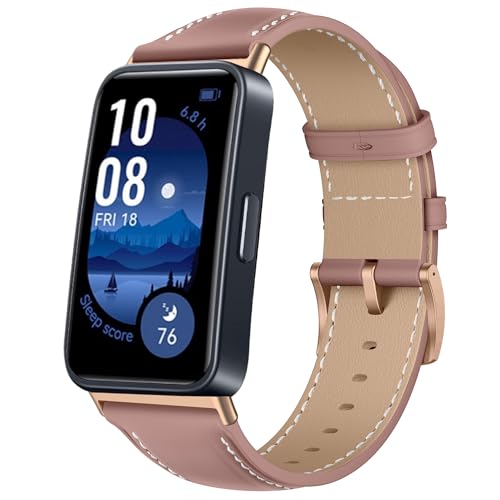 [LanQii] レザーバンド For HUAWEI Band 9 / HUAWEI Band 8 対応 バンド PUレザー素材 ベルト ソフト 柔軟性 ビジネス風 交換ベルト レディース&メンズ 革製ストラップ