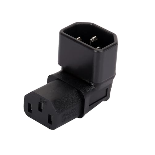 KUENZ 3ピン変換コネクタ L型上向き電源ケーブルの取り回し、配線スペースの確保に! (定格:10A/250V) 3ピンメス(IEC 60320 C13)から3ピンオス(IEC 60320 C14)に変換します