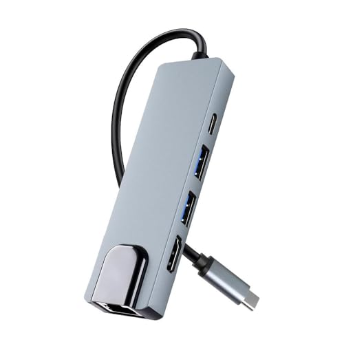 USB C ハブ 5-in-1 USB C Type C アダプタ 「4K HDMI映像出力・インターネット転送・PD急速充電・USB3.0高速データ転送」在宅勤務 設定不要 USB C ドッキングステーション タイプc ハブ MacBook Pro/Air、iPad Pro、Switch、Surface GoなどUSB C