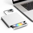 新改良外付けDVD/CDドライブ DVDレコ CD/DVD-Rプレイヤー USB3.0&Type-C両用ケーブル Window/Linux/Mac OS対応 読み出し&書き込み エラー校正 TYPE-Cコネクター付き 景品DVD-R付き 日本語取扱説明書付き (ホワイト)