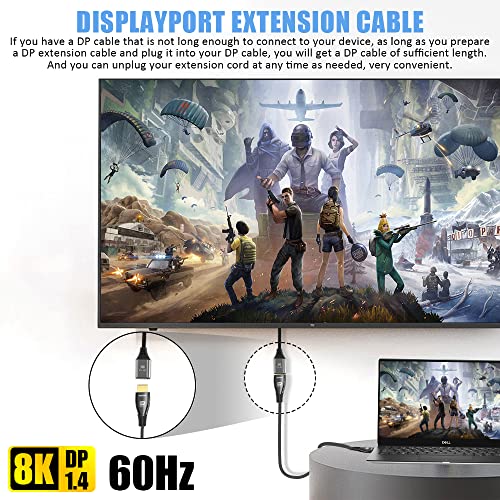 FDBRO ディスプレイポート 1.4 延長ケーブル DP（オス）-DP（メス）延長ケーブル 8K@60Hz 4K@120Hz DisplayPort延長コード （1M）