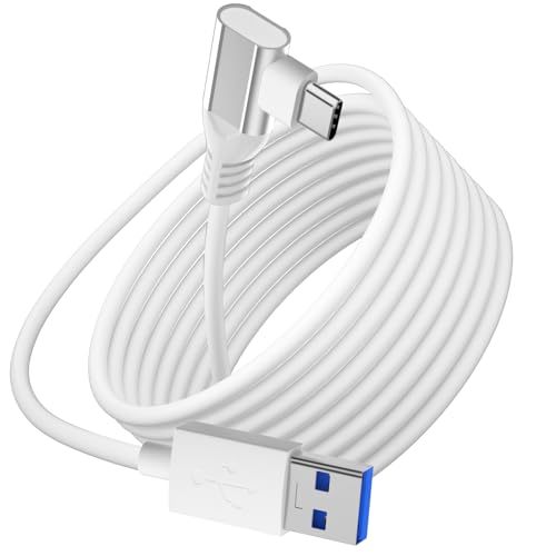 MACLE リンクケーブル 5M 対応Quest 3/2/1/Pro/Pico4 linkケーブル VRヘッドセット対応 L字型 USB-A & Type C 5Gbps高速データ転送 対応Meta Quest3とPCの接続 メタクエスト用アクセサリー ホワイト