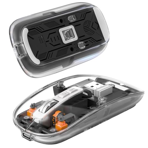 eppfun ワイヤレスマウス Bluetooth/2.4GHz両対応 3台同時接続 無線 マウス 薄型 静音設計 3段階 DPI 調節可能 Type-C充電式 LED 搭載 Windows/MacOS/iOS/Android対応 PC/MacBook/Air/Pro/iPad 用 (レシーバー付属)