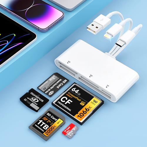 2024新安定高速版SDカードリーダーメモリーカードリーダー, 5 in 3 Lightning/Type C/USB-A から SD/TF(Micro SD)/CF/Micro SD/XD/MS カードリーダー 双方向 高速転送 メモリーカードリーダー iPhone, Samsung, MacBook Pro/Air, iPad, 2024新安定高速版SDカードリーダーメモリーカードリーダー, 5 in 3 Lightning/Type C/USB-A から SD/TF(Micro SD)/CF/Micro SD/XD/MS カードリーダー 双方向 高速転送 メモリーカードリーダー iPhone, Samsung, MacBook Pro/Air, iPad,