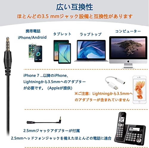 Wantek ヘッドセット3.5mm 両耳 ノイズキャンセリングマイク付きとコール制御 PC用3.5mmヘッドホン Web会議、Skype、オフィス、在宅勤務、ビジネス、コールセンターに適用 iPhone、iPad、コンピューターに対応 明瞭な通話 超軽量 超快適