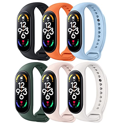 TALENANA for xiaomi smart band 7換えバンド 公式と同じ6色セット Mi band 7用ベルト シャオミ スマートバンド 7 交換ベルト Xiaomi mi Band 7に対応 シリコンバンド 柔らかい 通気 防汗 防水 耐衝撃 男性 女性 Xiaomi mi Band 7