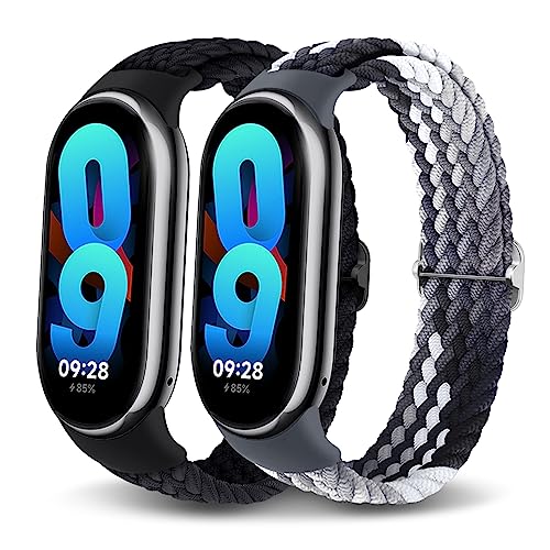 [Wowstrap] 2枚入りコンパチブル Xiaomi Smart Band 9 バンド Xiaomi band 8 替えバンド mi band 8 換えバンド 編み込み ゴム 伸縮性 ソロループ 編組 柔らかい 通気 メンズ レディース スポーツ 防汗 ストラップ
