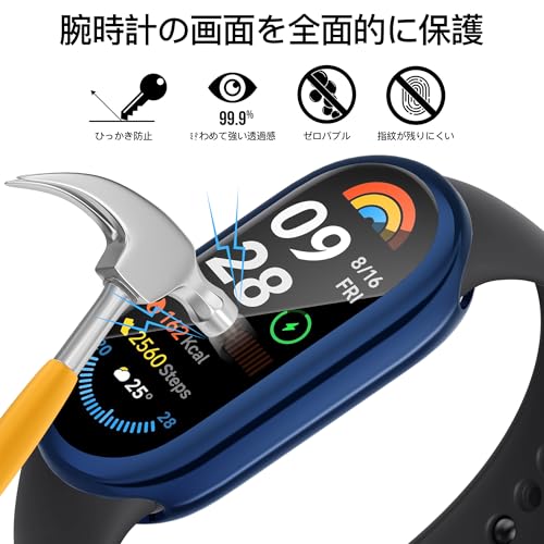 Suoman(3個入り)for Xiaomi Smart Band 9保護ケース しなやかなTPU素材のシャオミSmart Band 9製保護カバー-黒+青+透明