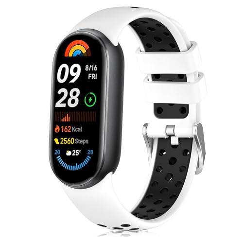 [ZoRoll] シリコンバンド Xiaomi Mi Band 9 / Xiaomi Mi Band 8 対応 交換ベルトスマートウォッチバンド スポーツストラップ 簡単クリック 簡単調整 防水 ソフト 超軽量 通気性 快適性 交換ベルト 男女兼用 替えベルト Xiaomi Smart Band 9