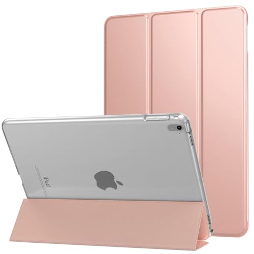 iPad Pro 9.7 ケース - ATiC Apple iPad Pro 9.7インチ 2016 タブレット専用カバー 半透明 PC + PUレザー オートスリープ機能付き 三つ折スタンド 軽量 薄型 耐衝撃 スマートケース 型番: A1673 A1674 A1675 RoseGold(iPad Pro 12.9の商品画像