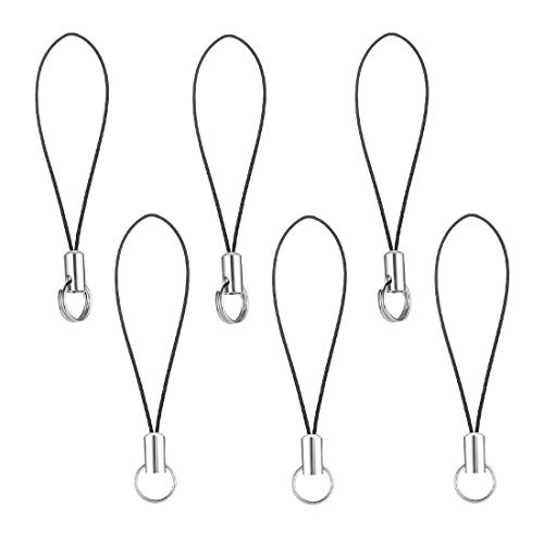 [HiSumato] 携帯ストラップパーツ 二重リング付きストラップ (黒6本)