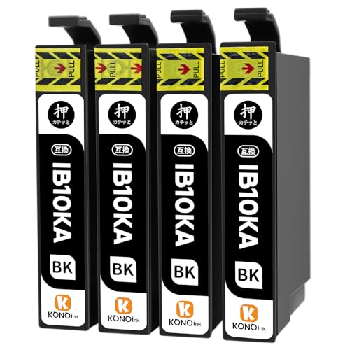 KONOink Epson用 エプソン IB10CL4A IB10 互換 インク EW-M530F IB10KA (カードケース) 互換インクカートリッジ 黒 4本セット 説明書付き
