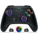 Switch コントローラー 8色LEDライトスイッチ コントローラー マクロ機能 Bluetooth接続 16時間使用 1000mAh大容量 6軸ジャイロセンサー 3階段TURBO 4段階HD振動 スリープ解除 Switch/Lite/Oled/PC/Android/IOSに対応 黒(2)