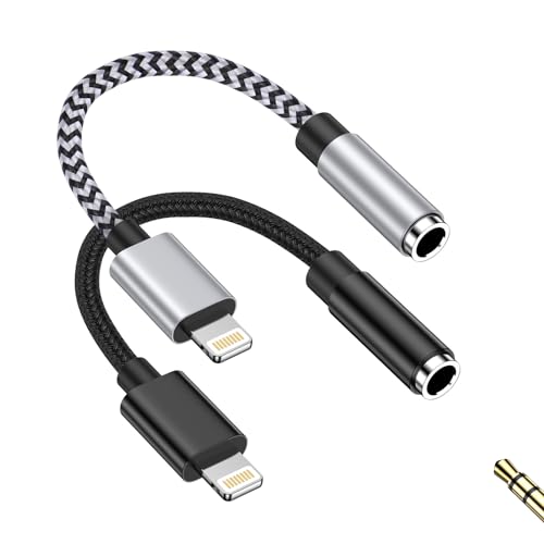 iPhone イヤホン 変換アダプタ Lightning - 3.5mm ジャック アダプター HIFI音質 24-bitハイレゾ MFi認証 高耐久性ナイロン編み 18cm 音楽/ビデオ/音量調節対応 GAEF ライトニング イヤホン変換 iPhone用 イヤホンジャック 変換 iOS対応 iPhone