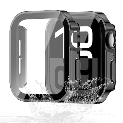 YAODLE Apple Watch ケース 46mm 対応 series 10 アップルウォッチ カバー 防水・防塵 Apple Watch カバー PC素材 直角エッジデザイン 軽量 指紋防止 傷防止 頑丈 耐衝撃(Series 10，46mm，ブラック)