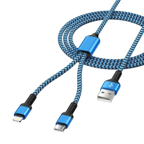 充電ケーブル 2in1 usb-c lightning 最大5.4A QC3.0急速充電 2台同時充電コード iP...