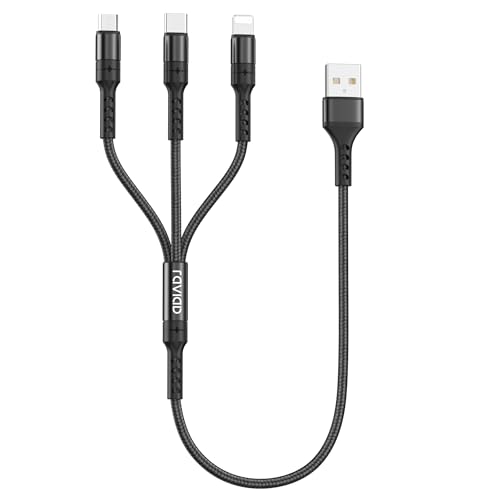 RAVIAD 3in1 充電ケーブル 短い 0.5M USB ケーブル 3A 急速充電 3イン1 充電コード USB Type C ケーブル Micro USB ケーブル iPhone 充電ケーブル 3台同時給電可能 iPhone Android タイプC iPhone 14 13 12 Galaxy S23 S22 21 S20