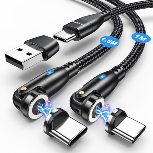 VAFOTON USB Type Cケーブル PD100W対応 9Pin マグネット USB充電ケーブル 1m+1.8m 5A超急速充電 データ転送可 USB-A変換アダプタ付き PDケーブル Book/Pro/Galaxiy/Pxile/phone等Type-c機種対応 磁石 磁気（1m+1.8m・ブラック）