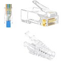 VCE 貫通式 RJ45コネクタ+保護カバー CAT6、CAT5E、CAT5 LANケーブル用 配線簡単 爪折れ防止 23-26AWG 50個セット(2)
