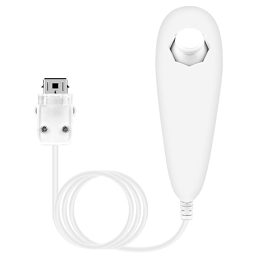 OSTENT コントローラー モーションベース 有線 ヌンチャク コントローラー 任天堂 Wii コンソール ビデオゲーム に対応 (White)