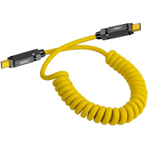 Poyiccot コイルUSB C to USB Cケーブル(0.5M~1.5M 伸縮自由)、140W USB C充電ケーブル コイル型 PD対..